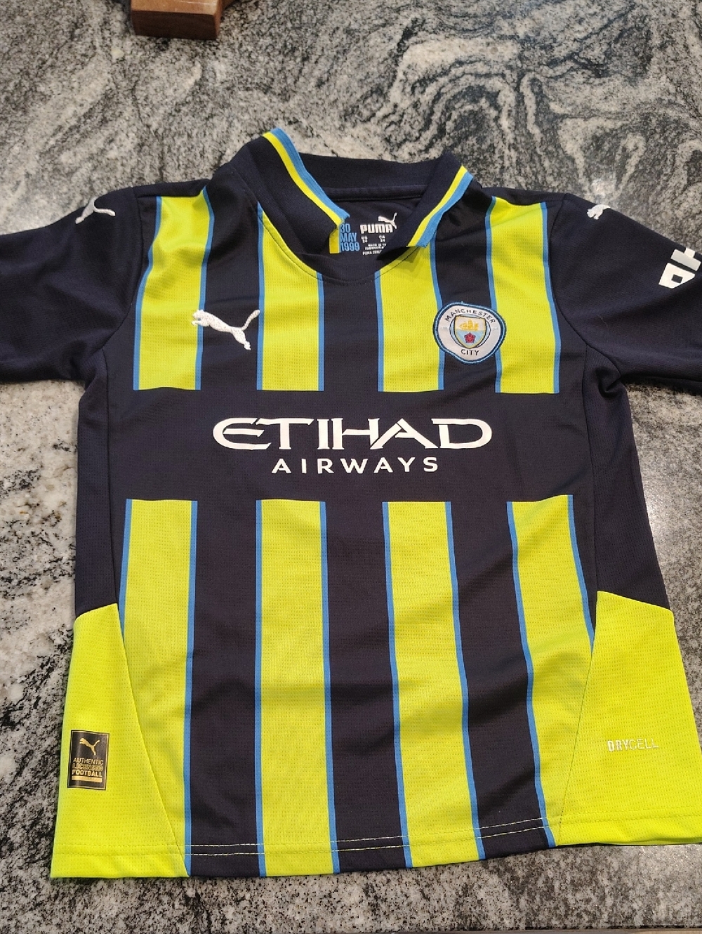 Puma Manchester City Kids' Navy & Lime Soccer Jersey